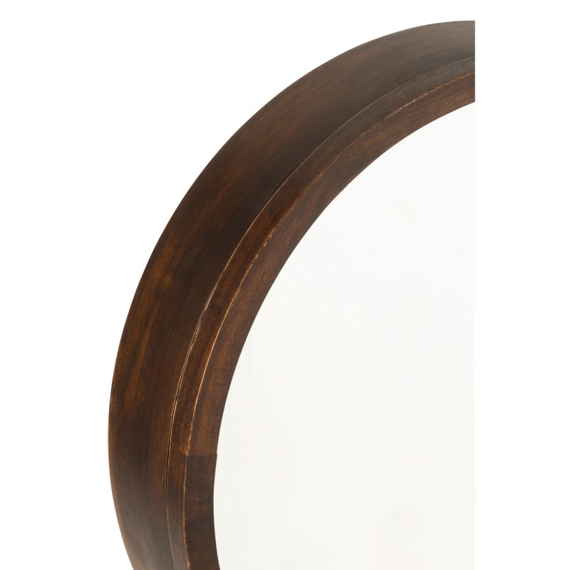 Miroir Rond En Bois De Manguier Avec Tablette En Bois Marron X X Cm