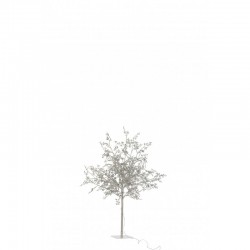 árbol hojas purpurina+led metal plata metal Alt. 100 cm