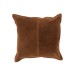 Coussin carré en cuir cognac 42x41cm