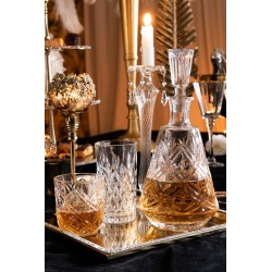 Carafe avec bouchon avec motifs en verre transparent H30cm