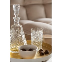 Carafe avec bouchon avec motifs en verre transparent H30cm