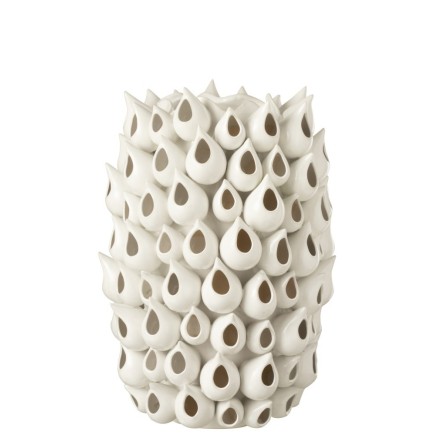 Vase en porcelaine blanc 30x30x44 cm