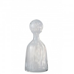 Botella + tapón de lunares decorativos bajo cristal transparente/blanco Alt. 31 cm
