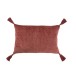 Coussin rectangulaire avec motifs et floches en coton terracotta rouge 60x40cm