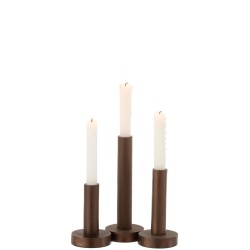 Set de 3 candelabros bajo moderno hierro opaco marrón oscuro Alt. 22 cm