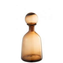 Botella + tapón liso decorativo bajo cristal marrón Alt. 33 cm