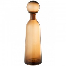 Botella + tapón liso decorativo alto cristal marrón Alt. 44 cm