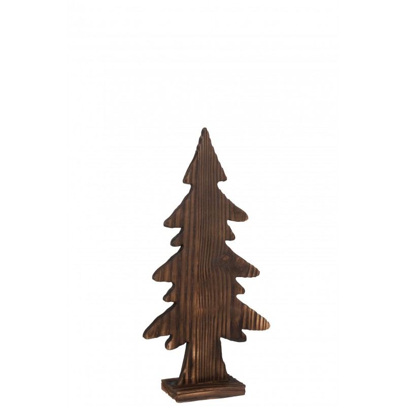 Sapin de Noël en bois marron sur pied en bois marron 23x8x45 cm