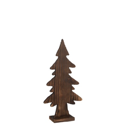 Sapin de Noël en bois marron sur pied en bois marron 23x8x45 cm