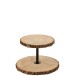 Plateau rond à 2 niveaux en bois de paulownia naturel H30cm