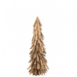 Sapin de Noël décoratif à led en bois naturel 27x27x80.5 cm