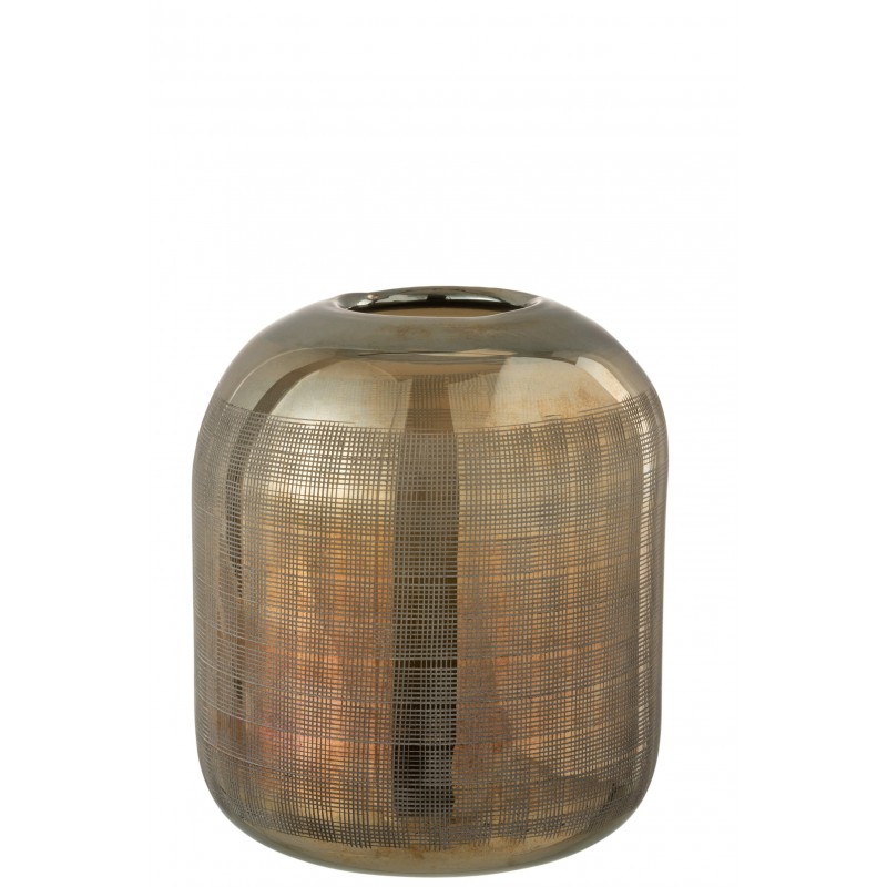 Vase cylindrique en verre marron 20x20x24 cm