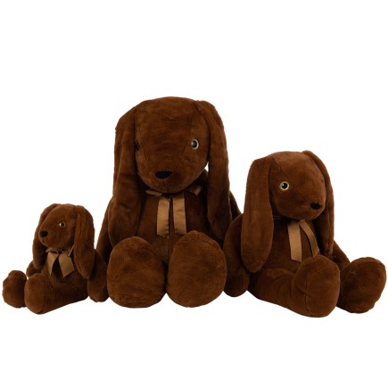 Lapin avec noeud en peluche marron H60cm