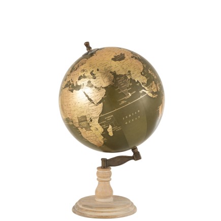 Globe sur pied en bois vert 30x30x50 cm