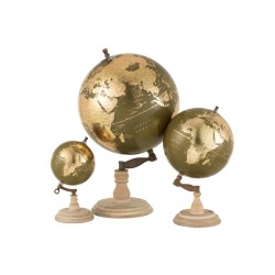 Globe sur pied en bois vert 30x30x50 cm