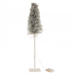 Árbol de Navidad LED de madera blanca de 13x13x58 cm