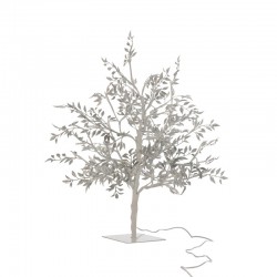 árbol hojas purpurina+led metal plata Alt. 56 cm
