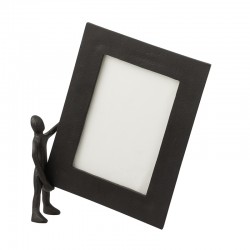 Personaje + marco foto aluminio/mármol negro/blanco Alt. 28 cm