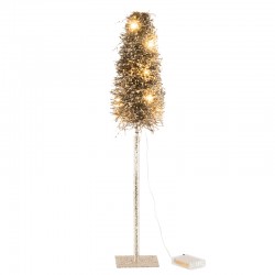 Árbol de Navidad LED de madera marrón de 14x14x60 cm