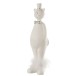 Figurine décorative chat debout en résine blanc et argenté 33x10x10cm