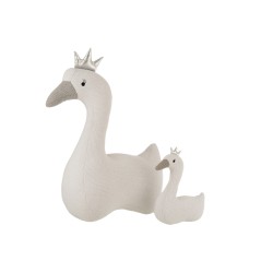 Cisne poliéster blanco/gris Alt. 77 cm