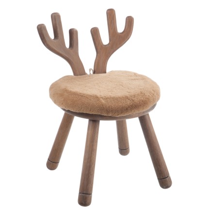 Chaise avec oreille de cerf en bois naturel 36x36x56 cm