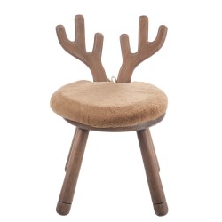 Chaise avec oreille de cerf en bois naturel 36x36x56 cm