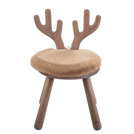 Chaise avec oreille de cerf en bois naturel 36x36x56 cm