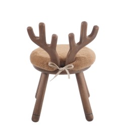 Chaise avec oreille de cerf en bois naturel 36x36x56 cm