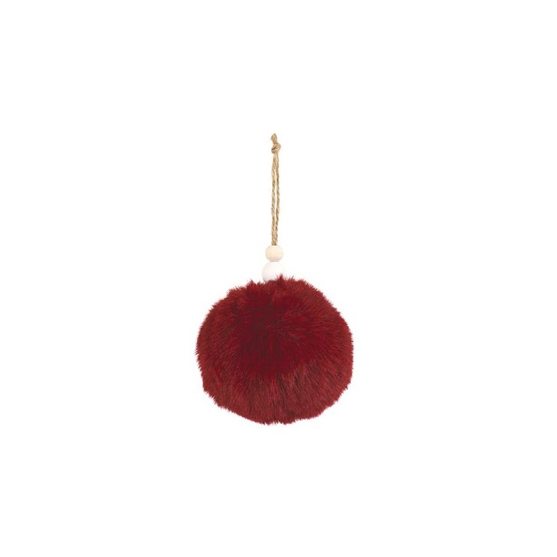 Boule de Noël pompon bordeaux