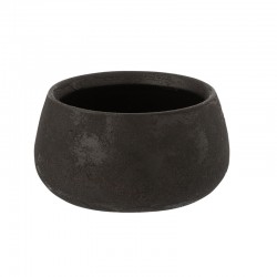Maceta de cerámica negra redonda con base de 20 cm de diámetro