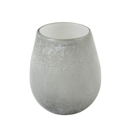 Vase rond en verre gris