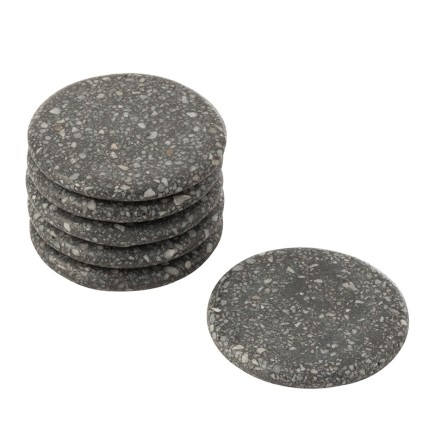 Set de 6 sous-verres en marbre gris D10cm