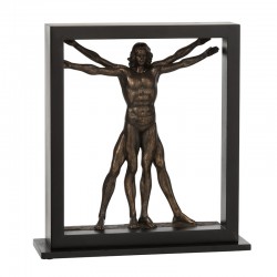 Personaje dentro de marco resina bronce Alt. 32 cm