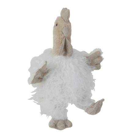 Cale-porte poule en textile blanc 18x13x22 cm