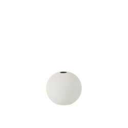 Vase boule en céramique blanc mat D12cm