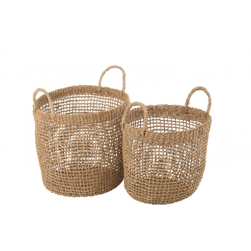 Conjunto de 2 cestas con asas de madera natural de 38x38x51 cm