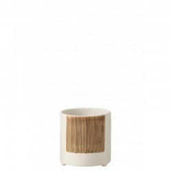 cachepot redondo de cerámica blanco 12x12x13 cm