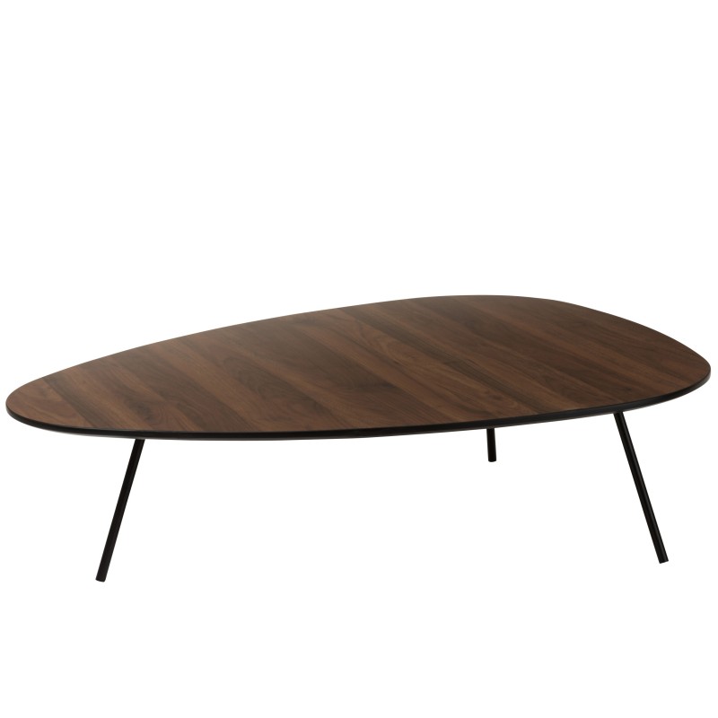 Table de salon arrondie de forme triangulaire en bois de tea tree marron