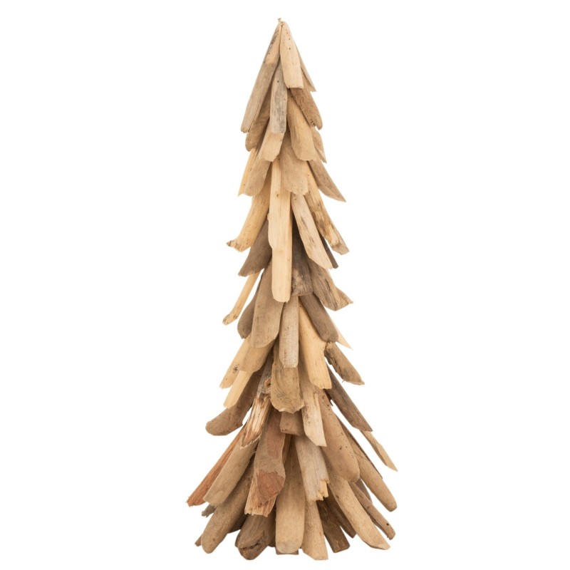 Sapin de Noël décoratif à led en bois naturel 22.5x22.5x60 cm