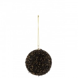 Bola de Navidad para colgar de plástico negro de 8x8x8 cm