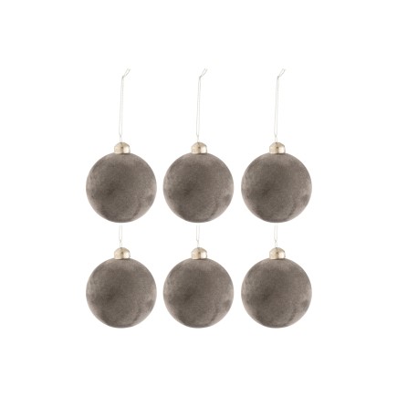 Boite de 6 boules de Noël en verre gris 8x8x8 cm