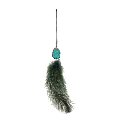 Suspension en plumes azur 20x8x1 cm