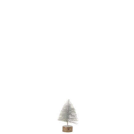 Sapin de Noël décoratif en plastique argent 10x10x16 cm