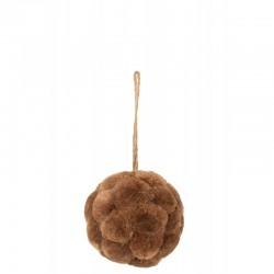 Bola decorativa colgante de madera marrón de 9x9x9 cm