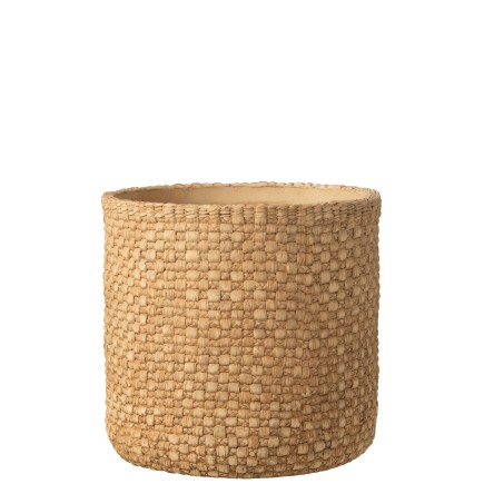 Vaso di fiori in cemento beige 27x27x25 cm