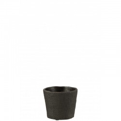 Macetero con diseños de bistró en cemento negro de 13x13x10 cm