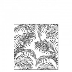 Lote de 20 servilletas con hojas de palma en papel blanco y negro de 16x16