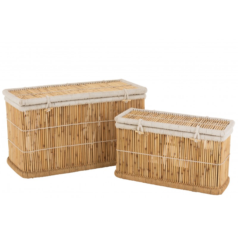 Lote de 2 cestas de almacenamiento rectangulares altas de madera natural de 99x43x50 cm