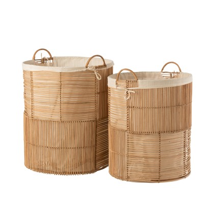 Set de 2 paniers en bois naturel 43x43x50 cm